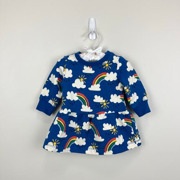 Hanna Andersson Baby Printed French Terry Dress Blue 60 cm 3-6 Months - Picture 1 of 6